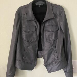 White House Black Market Dark Gray Silver Zip Up Jacket